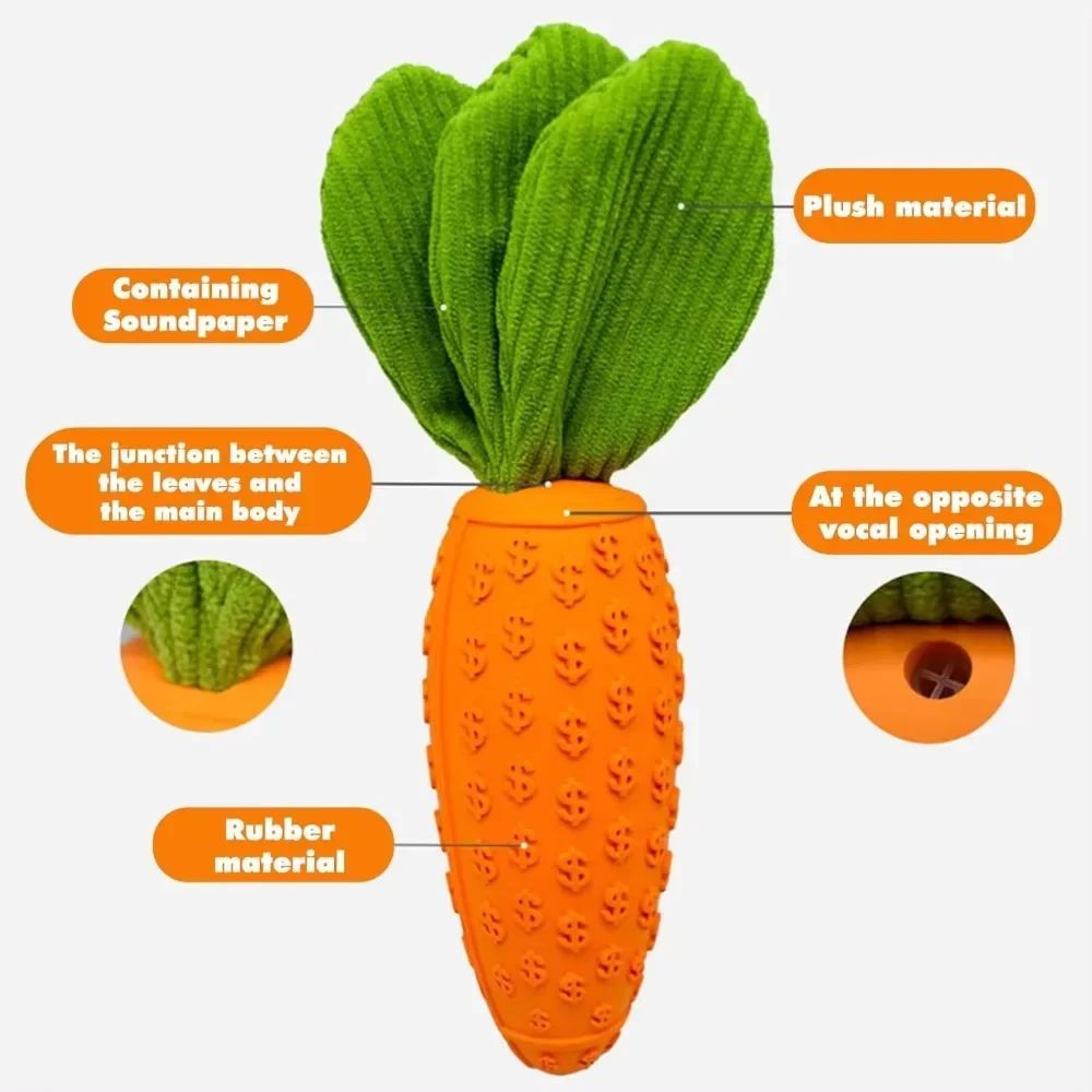 Carrot Dog Chew Toys Durable Rubber